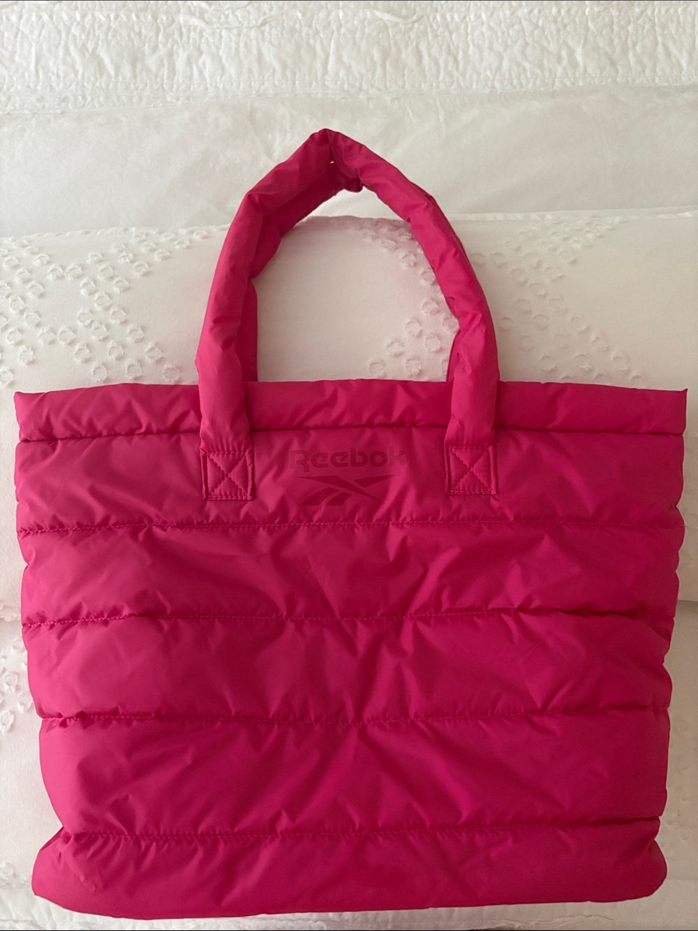 Reebok Hot Pink Quilted Puffer Tote